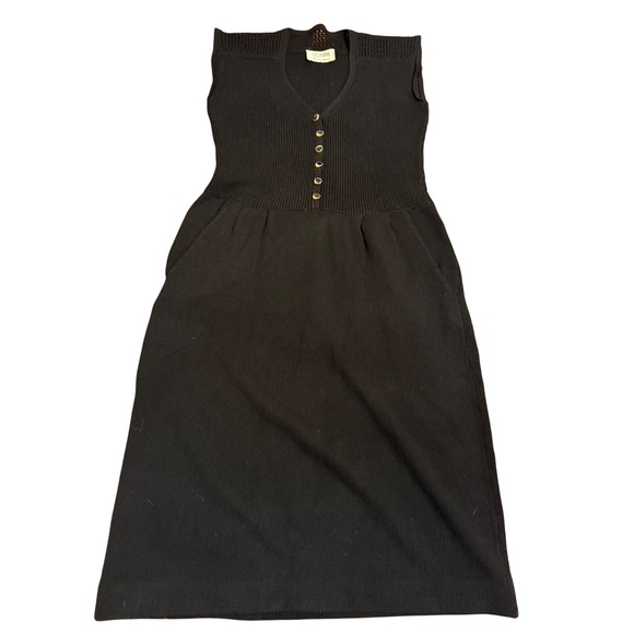 Vintage St. John Knits Dress Gold Buttons Sleeveless Black Midi Knitwear - joarbit.com Vintage St. John Knits Dress Gold Buttons Sleeveless Black Midi Knitwear - joarbit.com